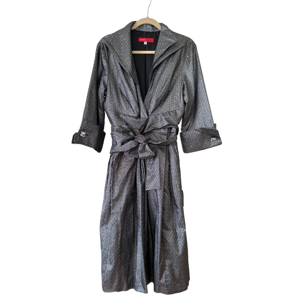 Donna Ricco Metallic Silver Wrap Party Dress Women's US size 16